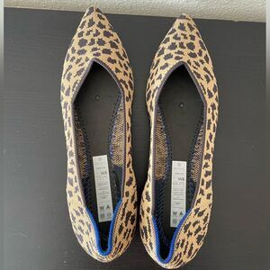 Rothy's The Point Leopard Flats Slip On Shoes Women's Size 8 Animal Print